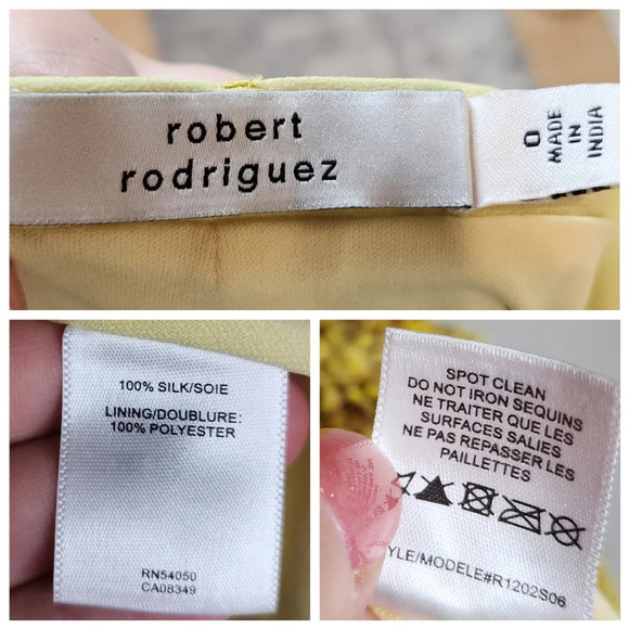 NWT Robert Rodriguez Yellow Citron Sequin Pencil Skirt women's size 0 - Picture 3 of 17